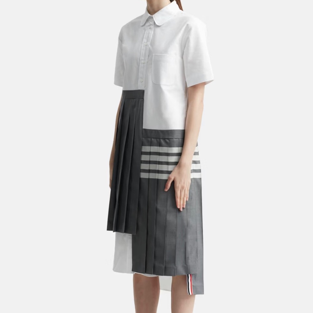 Thom Browne asymmetrical 4 bar pleated dress - Picture 2 of 3
